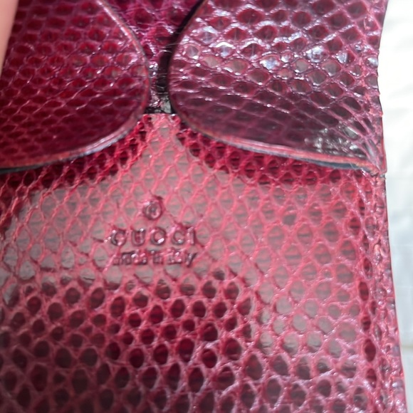 Small lizard red coin purse 👛 from Gucci Italy red and silver with box wallet - Picture 6 of 6